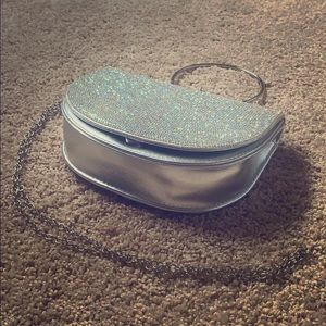 Silver shimmer clutch